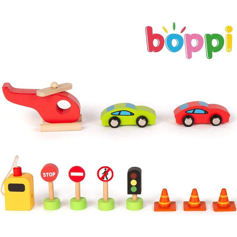 Boppi Wooden Toy Parking Garage Carpark with Helipad - ScandiBugs