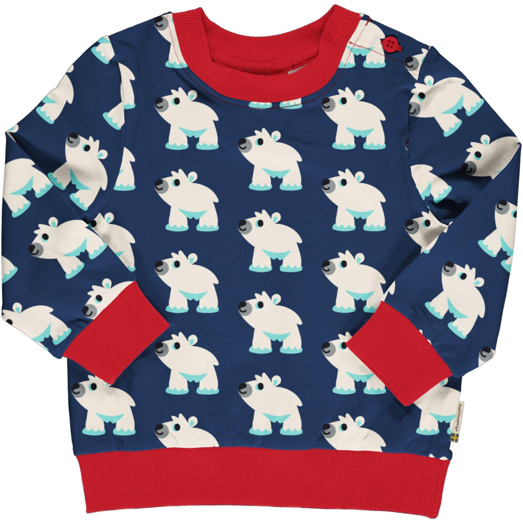 Maxomorra Polar Bear Long Sleeve Sweatshirt (Button Collar) : ScandiBugs