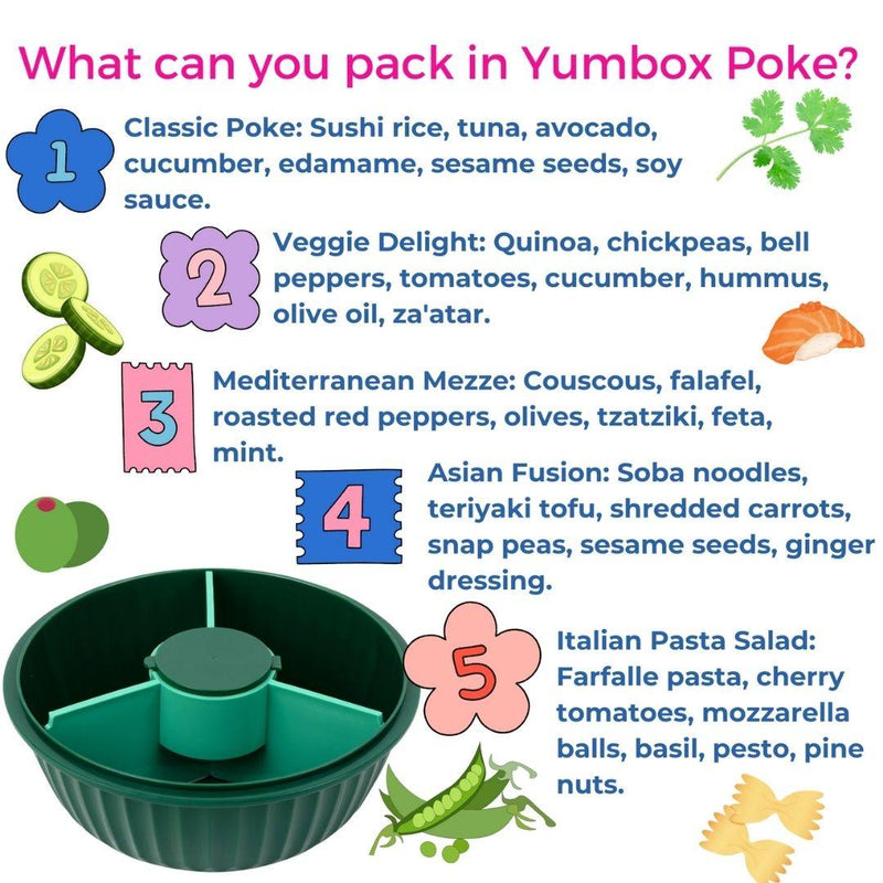 NEW! Yumbox Poke Bowl with 3 Compartment Divider - Various Colours - ScandiBugs