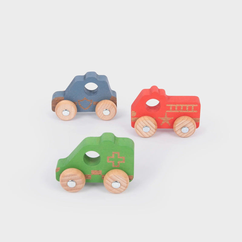 TickiT Rainbow Wooden Emergency Vehicles - Set of 3 - ScandiBugs