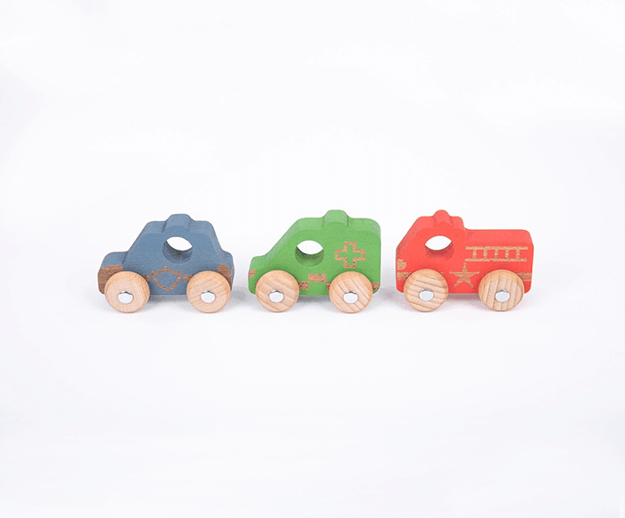 TickiT Rainbow Wooden Emergency Vehicles - Set of 3 - ScandiBugs