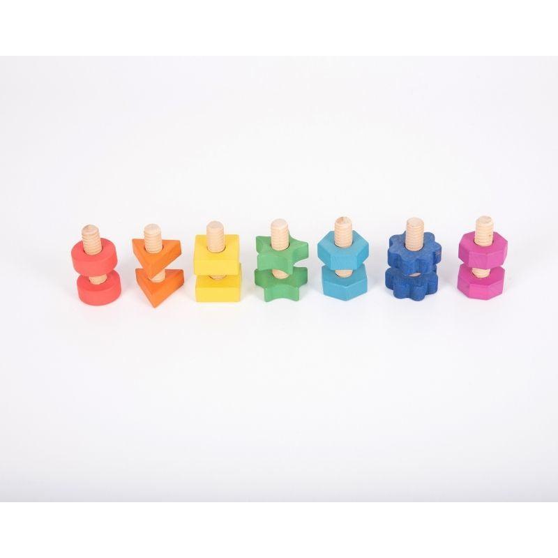 TickiT Rainbow Wooden Nuts & Bolts - Pack of 7 : ScandiBugs