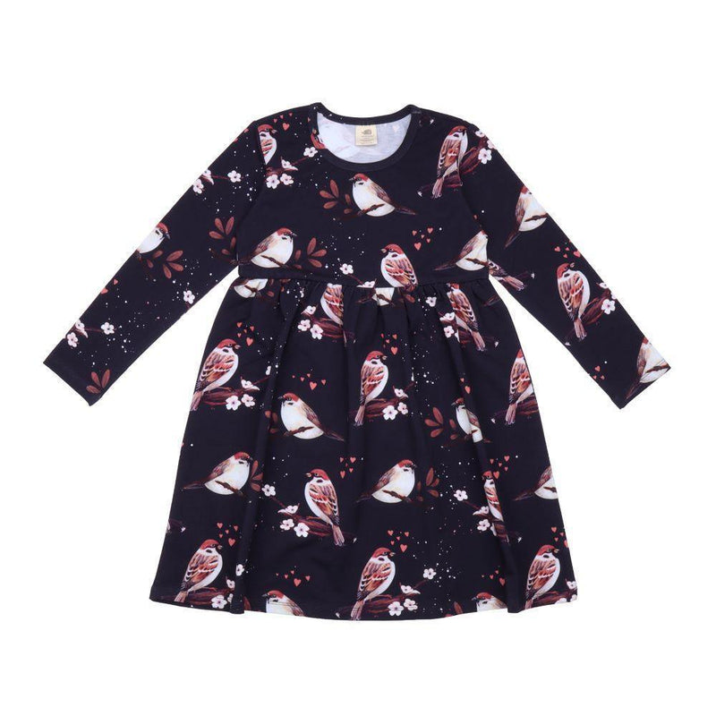 Walkiddy Little Sparrows Long Sleeve Twirly Dress : ScandiBugs