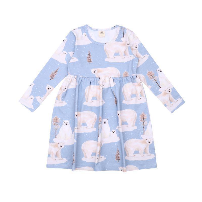 Walkiddy Polar Bear Family Long Sleeve Twirly Dress : ScandiBugs