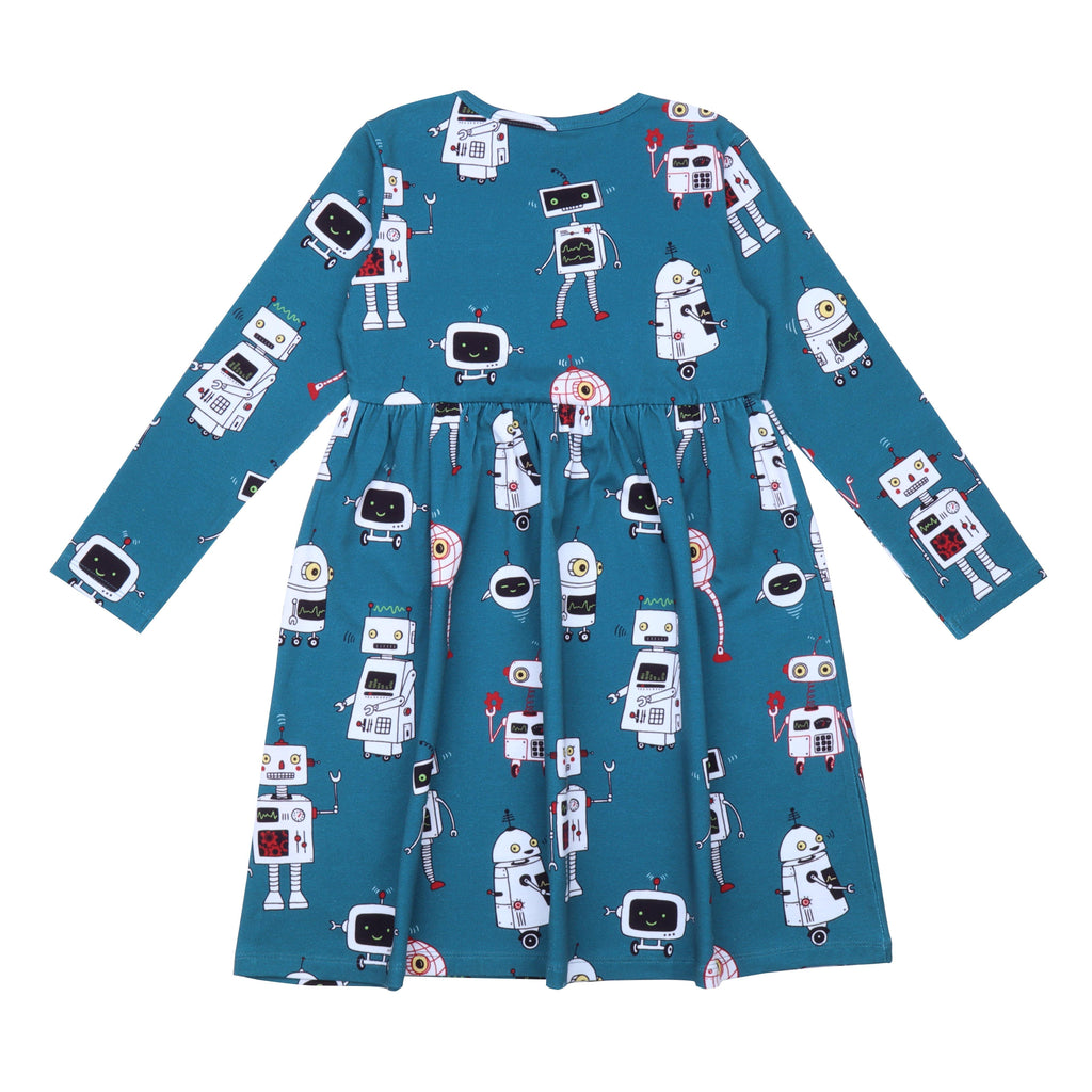 Walkiddy Robot Friends Long Sleeve Twirly Dress : ScandiBugs